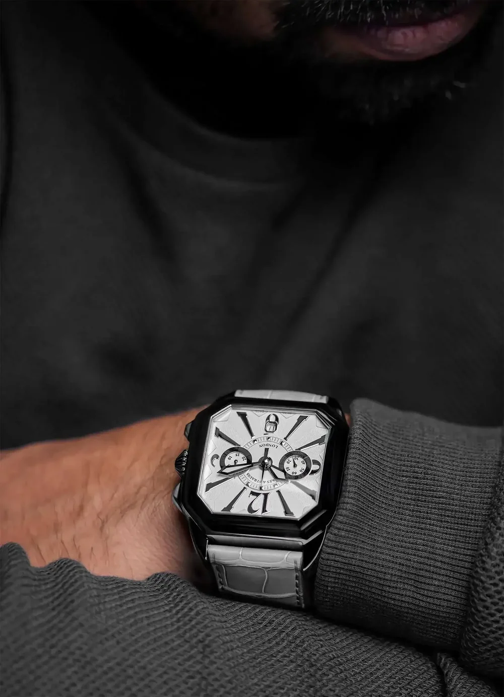 Berkeley 43 Chronograph Square Black PVD Stainless Steel Swiss